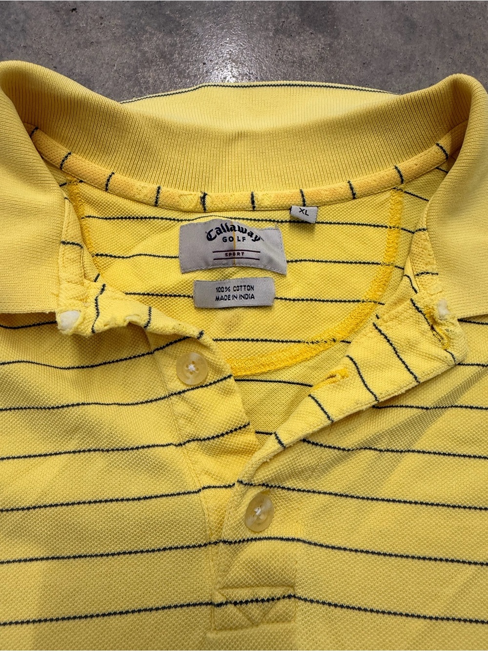 Callaway Yellow Polo with Thin Black Stripes